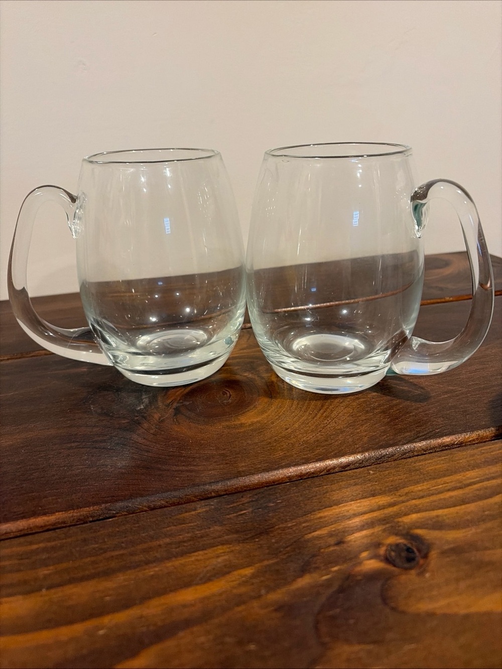 XL clear glass coffee mug set of 2